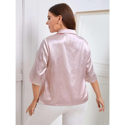 Lapel Neck Elegant Satin Top - Wnkrs