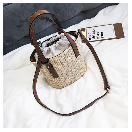 Compact Fashion Straw Bucket Bag - Wnkrs