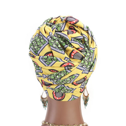African Ornament Printed Women's Turban Head Scarf - wnkrs