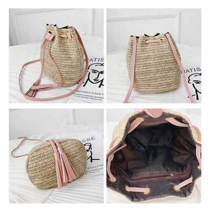 Women's Boho Straw Bucket Bag - Wnkrs
