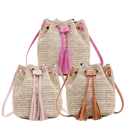 Women's Boho Straw Bucket Bag - Wnkrs