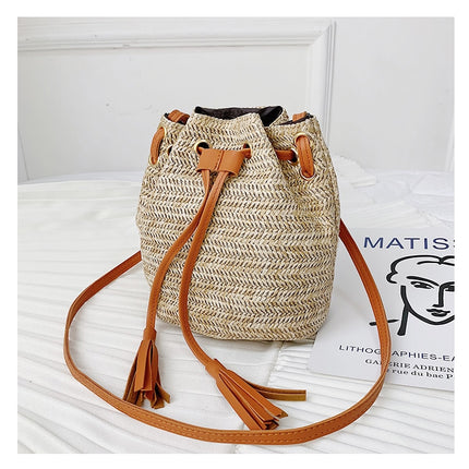 Women's Boho Straw Bucket Bag - Wnkrs