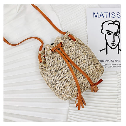 Women's Boho Straw Bucket Bag - Wnkrs