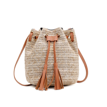 Women's Boho Straw Bucket Bag - Wnkrs