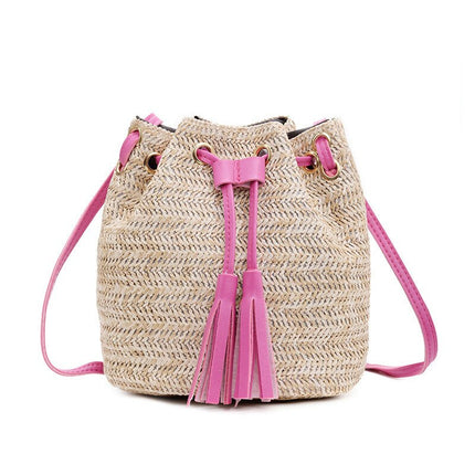 Women's Boho Straw Bucket Bag - Wnkrs