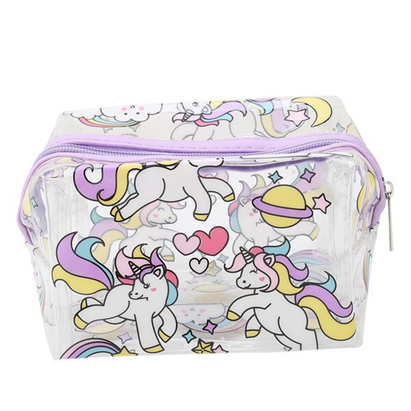 Transparent Unicorn Printed Cosmetic Bag