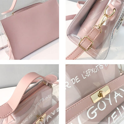 Women's Letter Printed Transparent Clutch - Wnkrs