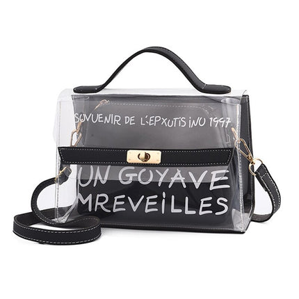 Women's Letter Printed Transparent Clutch - Wnkrs