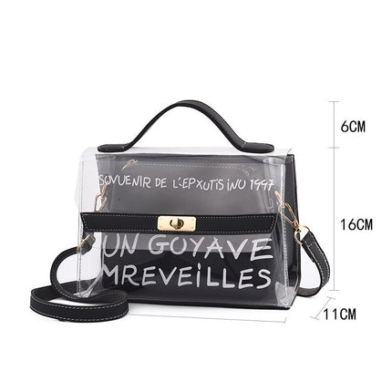 Women's Letter Printed Transparent Clutch - Wnkrs