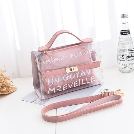 Women's Letter Printed Transparent Clutch - Wnkrs