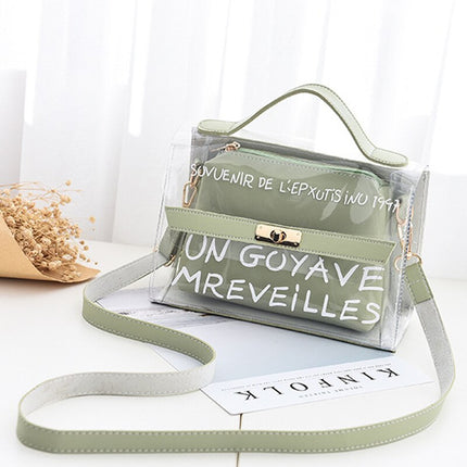 Women's Letter Printed Transparent Clutch - Wnkrs