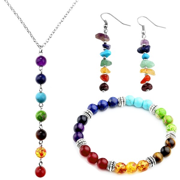 7 Chakra Bracelet, Necklace and Earrings Set - wnkrs