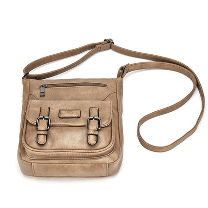 Women's Multi Pocket Leather Messenger Bag - Wnkrs
