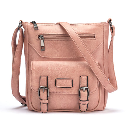 Women's Multi Pocket Leather Messenger Bag - Wnkrs