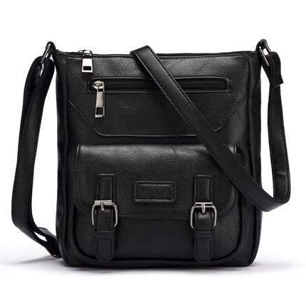 Women's Multi Pocket Leather Messenger Bag - Wnkrs
