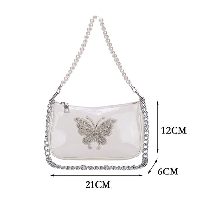 Women's Butterfly Mini Hobo Bag with Metal / Pearl Mini Strap - Wnkrs
