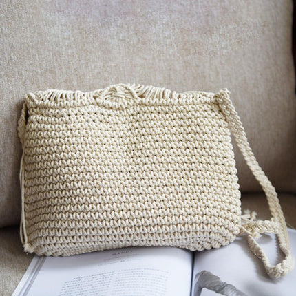 Women's Fringe Datail Woven Rattan Handbag - Wnkrs