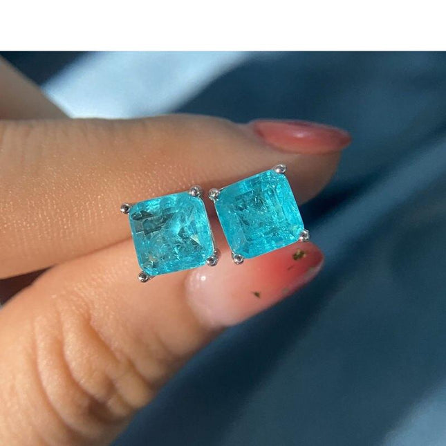 Women's Paraiba Tourmaline 925 Sterling Silver Stud Earrings - wnkrs