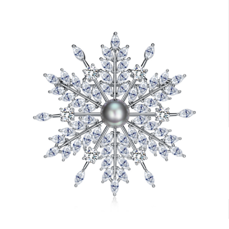 Enigma Flower Pearl and Rhinestone Brooch - wnkrs