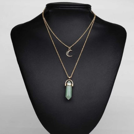 Boho Natural Stone and Moon Necklace - Wnkrs