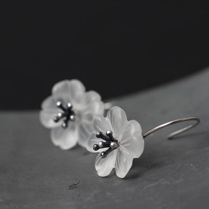 Elegant Vintage Flower Shaped Silver Drop Earrings - Wnkrs