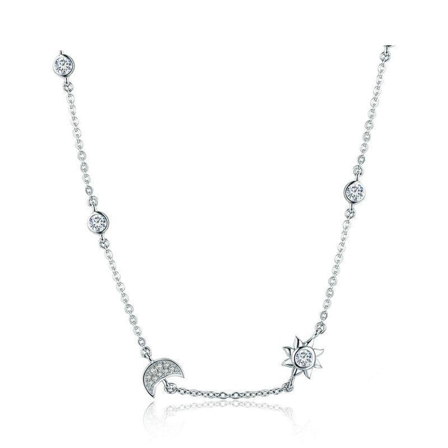 Sparkling Moon and Star Pendant Necklace for Women - wnkrs