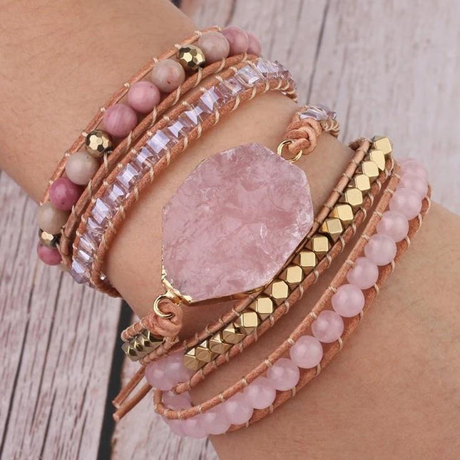 Natural Pink Quartz Stone Bracelet - wnkrs