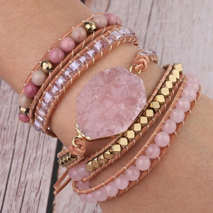 Natural Pink Quartz Stone Bracelet - wnkrs