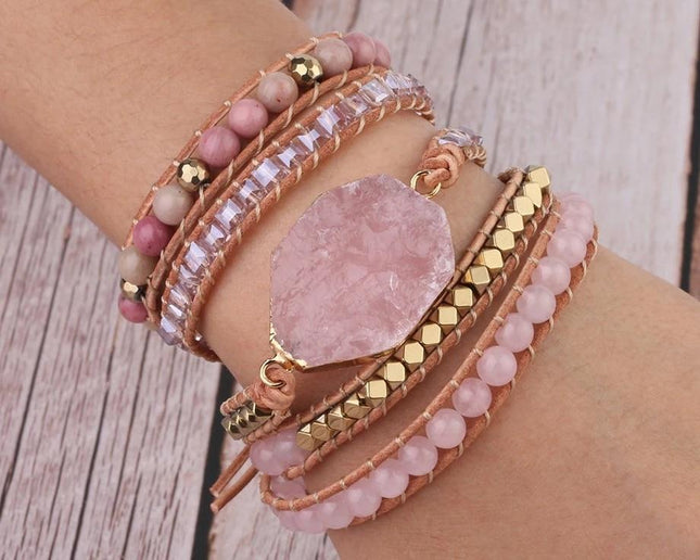 Natural Pink Quartz Stone Bracelet - wnkrs