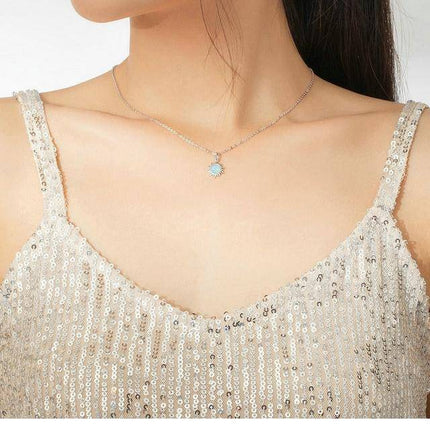 Authentic Silver White Opal Sun Pendant Necklace - Wnkrs