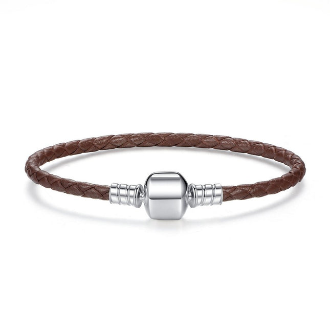 Double Braided Leather Chain Bracelet for Women