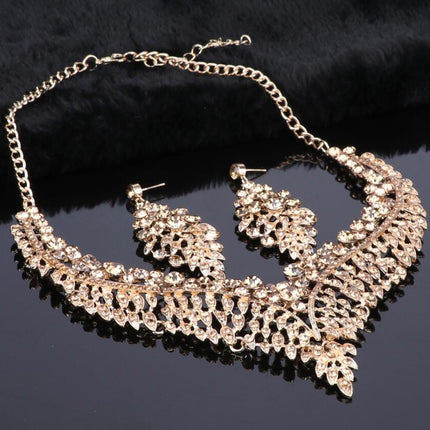 Luxurious Crystal Leaf Shaped Jewelry Set for Women - Wnkrs
