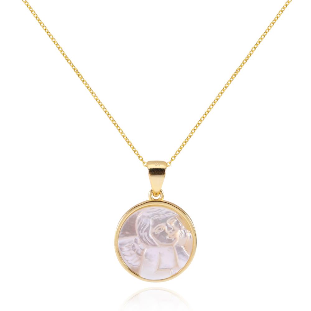 Cute Angel Cupid Shell Pendant 925 Sterling Necklace
