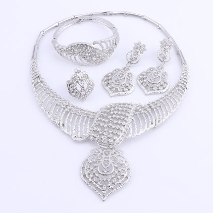 Women's Silver Plated Crystal Ornamented Jewelry Set - wnkrs
