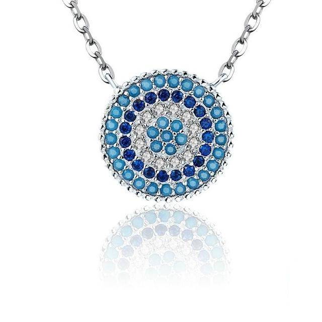 Silver Crystal Lucky Blue Eye Necklace - wnkrs
