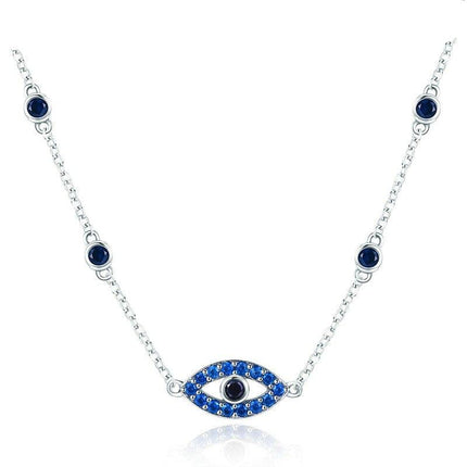 925 Sterling Silver Lucky Eye Blue Necklace - wnkrs