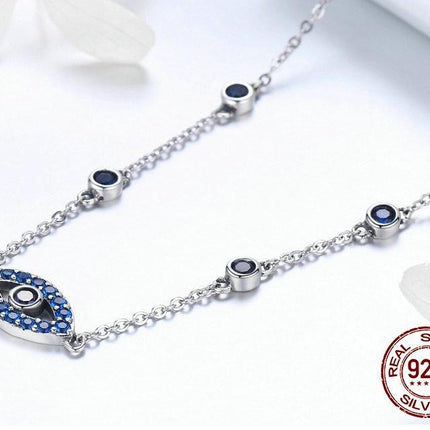 925 Sterling Silver Lucky Eye Blue Necklace - wnkrs