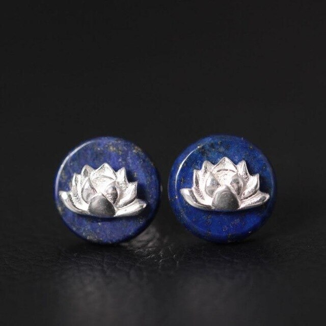 Cute Ethnic Lotus Shaped Silver Stud Earrings - Wnkrs