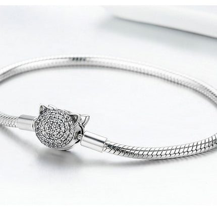 Women's Sterling Silver Crystal Cat Bracelet - Wnkrs