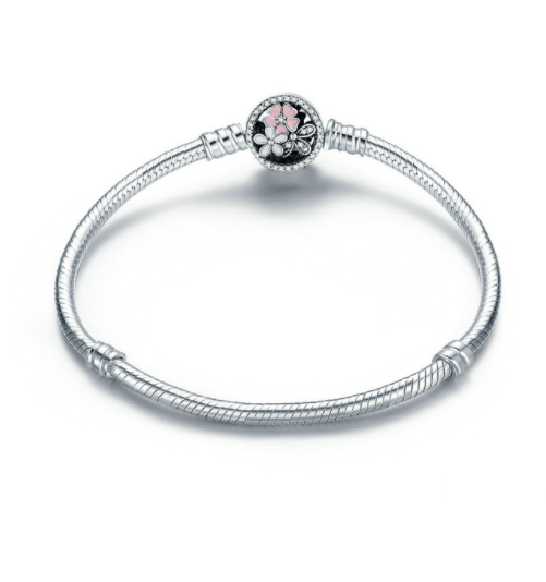 Elegant Sterling Silver Women’s Bracelet with Zirconia Flower Charm