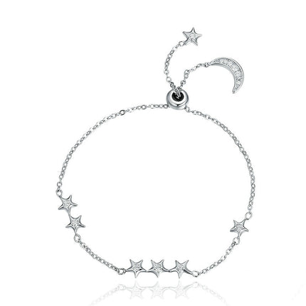 Minimalistic Silver Bracelet with Crystal Stars - wnkrs