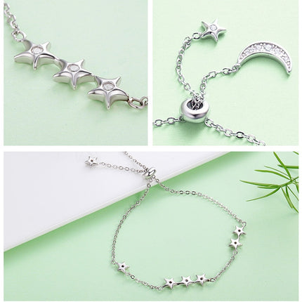 Minimalistic Silver Bracelet with Crystal Stars - wnkrs