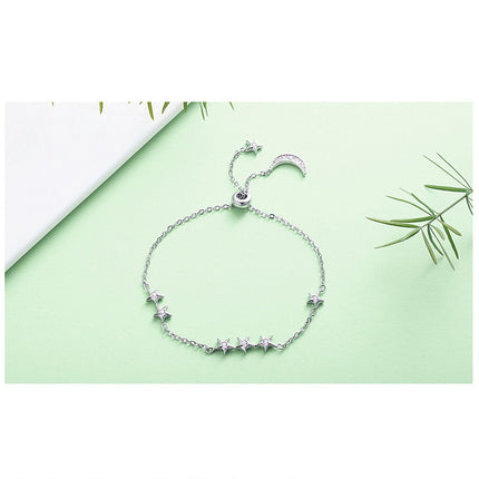 Minimalistic Silver Bracelet with Crystal Stars - wnkrs