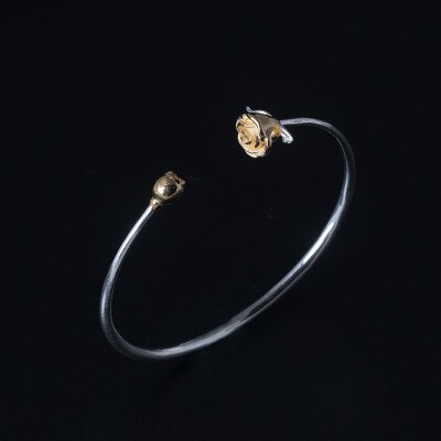 Elegant Romantic Rose Shaped Silver Bangle - Wnkrs