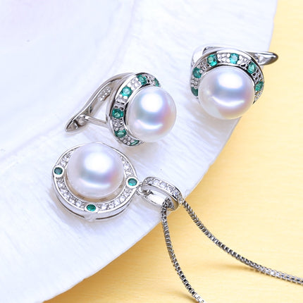Women’s Luxury 925 Silver Pearls Jewelry 3 pcs Set - Wnkrs