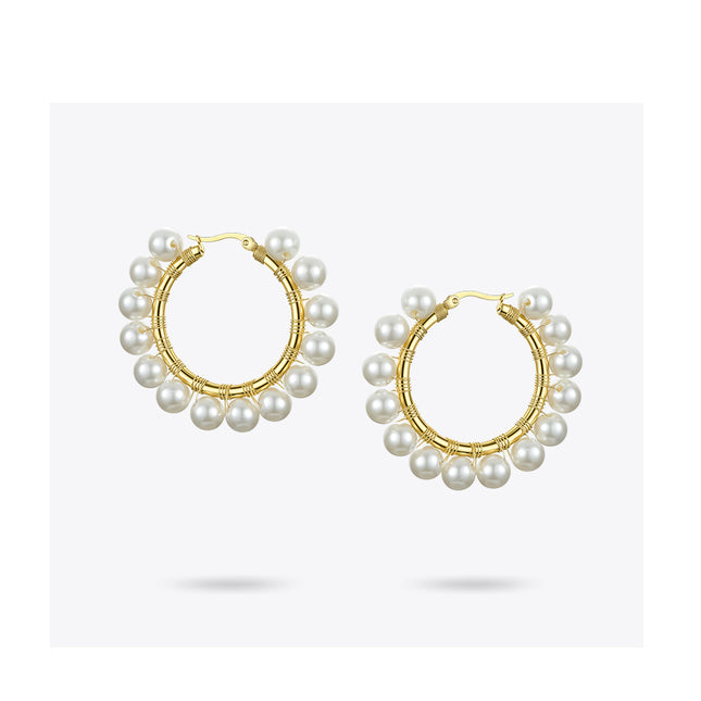 Women’s Elegant Pearls Hoop Earrings - Wnkrs