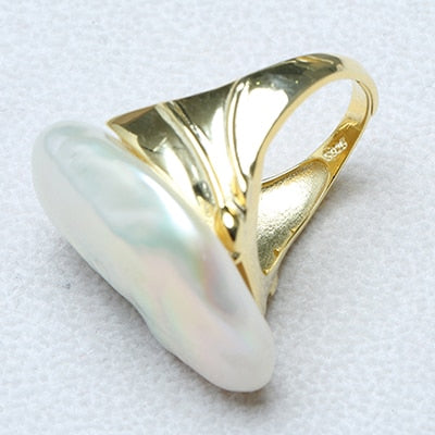 Bohemian 925 Silver Ring for Women with Natural Pearl