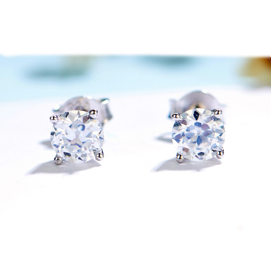 Moissanite White Gold Stud Earrings for Women
