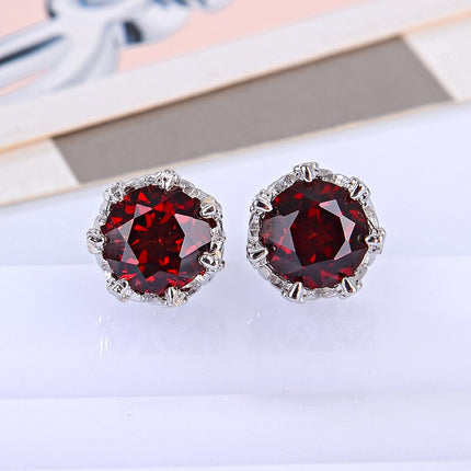 Natural Red Garnet 925 Sterling Silver Stud Earrings - Wnkrs