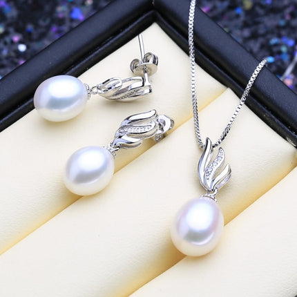 Women’s Stylish 925 Silver Pearls Necklace and Earrings Jewelry 3 pcs Set - Wnkrs